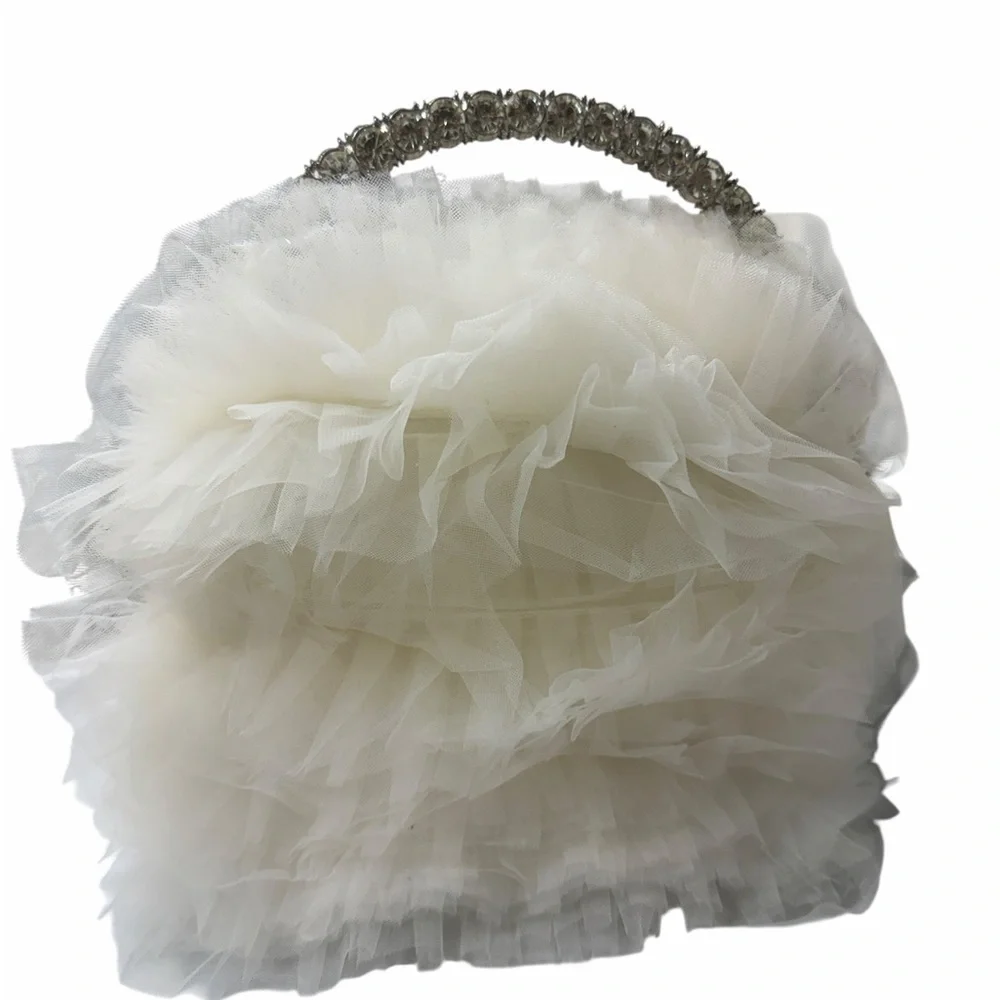 Anthropologie Bagley Mischka jazzie chiffon ruffle pouch clutch